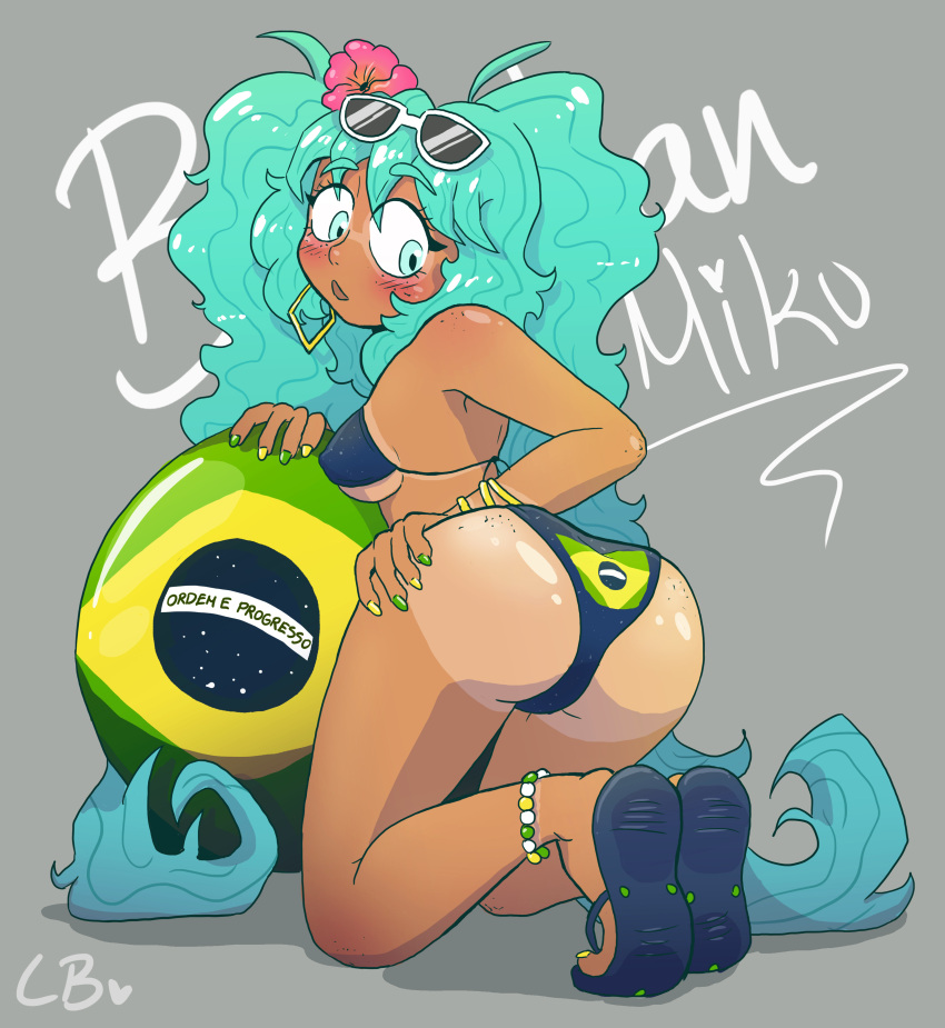 1girls ass big_ass big_breasts big_thighs bikini brazil brazilian brazilian_female brazilian_miku breasts cyan_eyes cyan_hair female female_only hatsune_miku huge_ass huge_thighs latin_american_hatsune_miku_(meme) lewdberry long_hair looking_at_viewer solo tagme tan tan_body thick_hips thick_thighs thighs twintails vocaloid