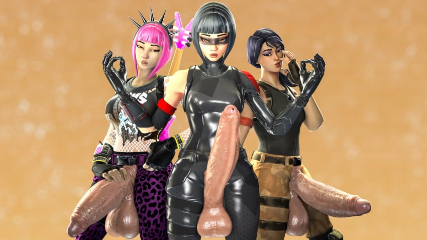 3d 3futas big_penis black_hair erection fortnite futa_focus futa_only futanari headhunter_(fortnite) mitrild-sfm pink_hair power_chord shadow_ops tagme