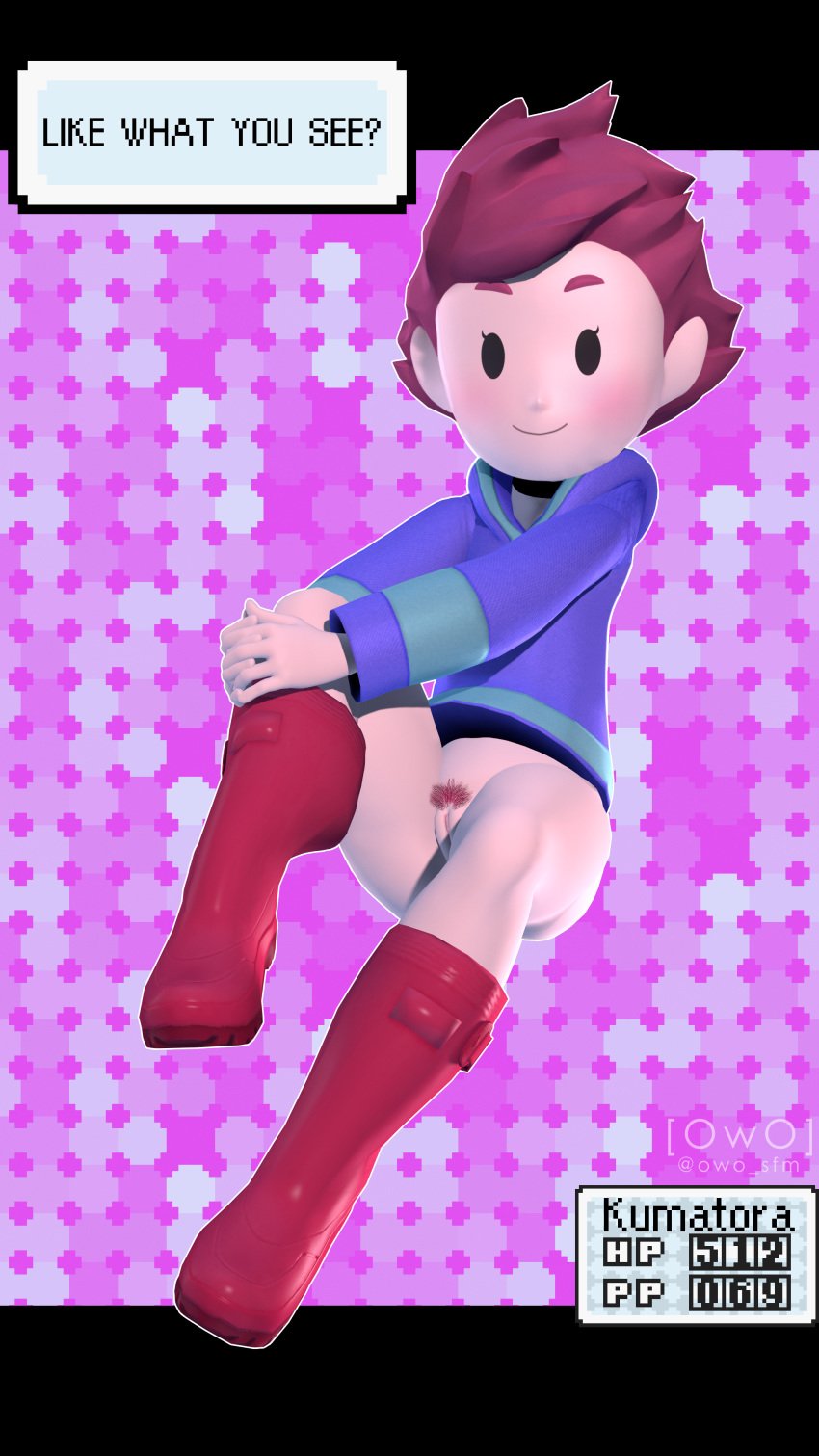 1girls 2020 3d earthbound female female_only kumatora looking_at_viewer mob_face mother_(series) mother_3 nintendo owo_sfm pink_hair pubic_hair pussy sfm short_hair smile solo tagme upskirt