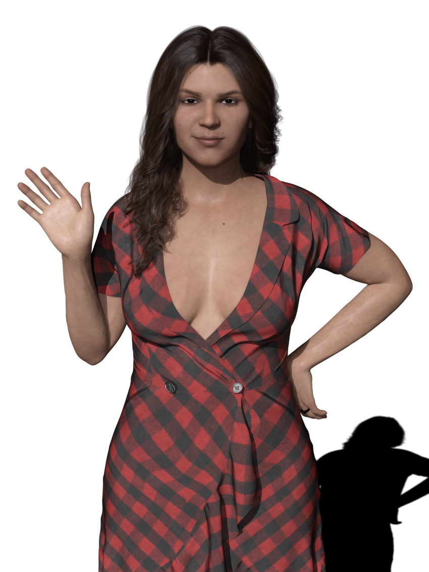 1futa 3d amelia_(artist) amicalira_(artist) brown_eyes brown_hair chubby cleavage clothed_futanari clothing futa_only futanari human isabella_casselli_(amicalira) looking_at_viewer original ring solo solo_futa transparent_background tunic waving wedding_ring