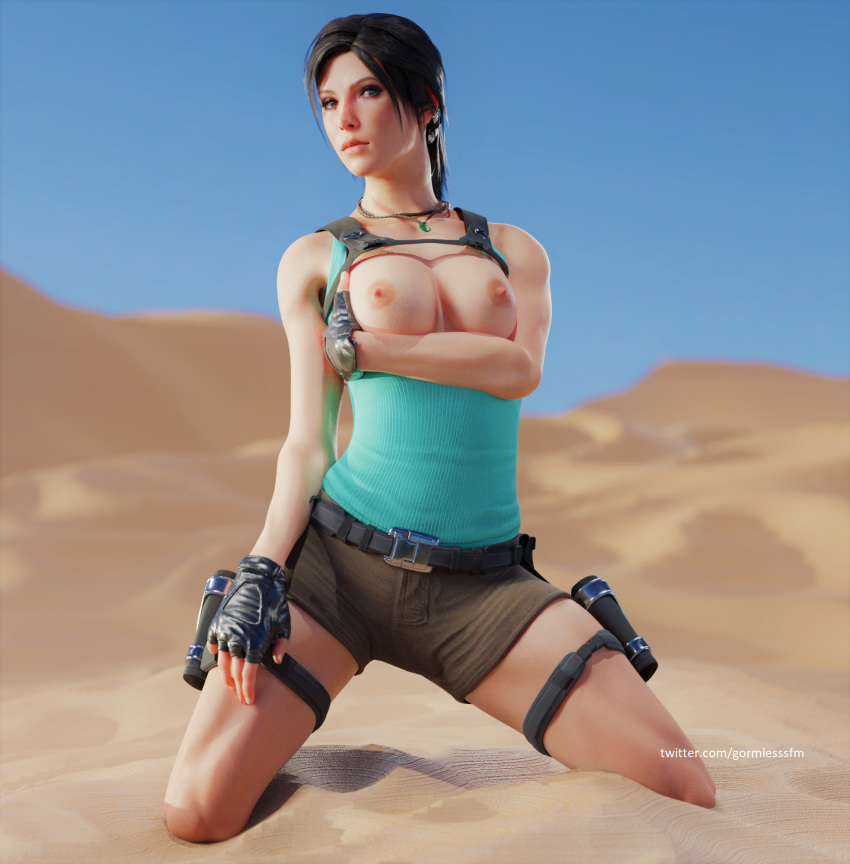 3d 3d_(artwork) blender gormlesssfm lara_croft lara_croft_(survivor) tomb_raider tomb_raider_(survivor) topless