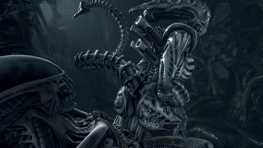 1boy 1girls 3d alien alien_(franchise) ass black_penis black_skin breasts claws cum cum_inside excella eyeless female female_penetrated female_xenomorph genital_fluids genitals humanoid humanoid_on_humanoid male male_penetrating male_xenomorph penetration reverse_cowgirl_position straight tail teeth thekidxeno xenomorph xeup36