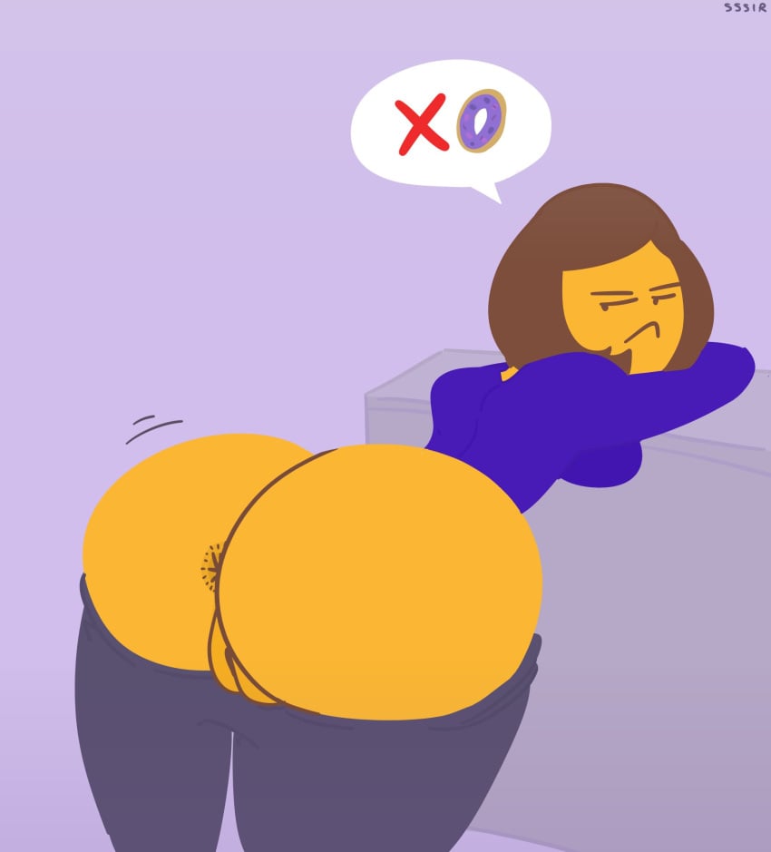 anthro big_ass bored emoji emoji_(race) emojifam_(sssir8) milf mob_face no_outlines simple_background slobbyslapper sssir sssir8