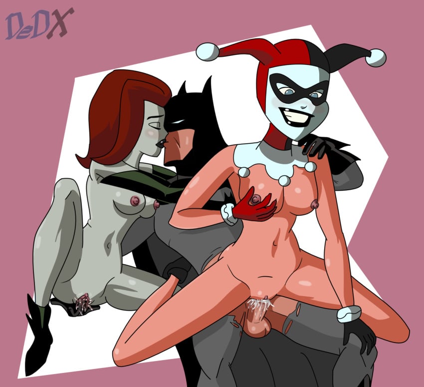 1boy 2girls batman batman:_the_animated_series batman_(series) black_lipstick breasts creampie cum cum_in_pussy cum_inside dc_comics dcau dedx erect_nipples female ffm_threesome fingering group_sex hand_on_shoulder harley_quinn harley_quinn_(classic) kissing makeup male naked_footwear naked_with_shoes_on nude penetration penis pink_nipples poison_ivy poison_ivy_(dcau) pussy pussy_juice red_hair reverse_cowgirl_position riding sex straight the_new_batman_adventures threesome vaginal_penetration vaginal_sex