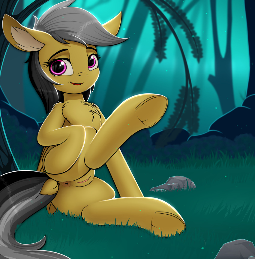 2020 anus ass crashgall daring_do_(mlp) detailed_background digital_media_(artwork) dock equid equine eyelashes female friendship_is_magic genitals grass hasbro hi_res hooves looking_at_viewer mammal my_little_pony outside pterippus pussy smile solo straight_hair underhoof wings