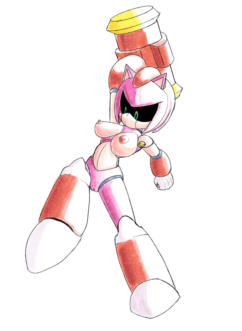 amy_rose anthro archie_comics big_breasts boots breasts capcom clothing eulipotyphlan female footwear fours_(artist) fur genitals hammer hedgehog hi_res machine mammal mega_man piko-piko_hammer piko_piko_hammer pink_body pink_fur pussy robot roboticized_masters rose_woman sega solo sonic_(series) sonic_the_hedgehog_(series) tools video_games