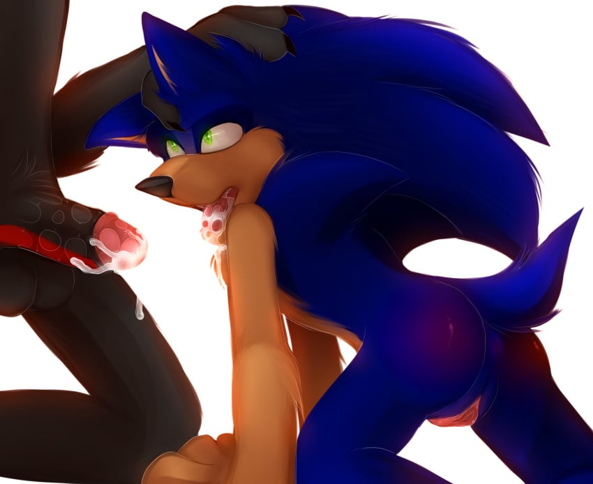 andromorph anthro ass balls bodily_fluids cum cum_in_mouth cum_inside cuntboy duo genital_fluids genitals hand_on_head hi_res intersex intersex/male jayaero male nude oral penis pussy rule_63 shadow_the_hedgehog sonadow sonic_(series) sonic_the_hedgehog sonic_the_hedgehog_(series)