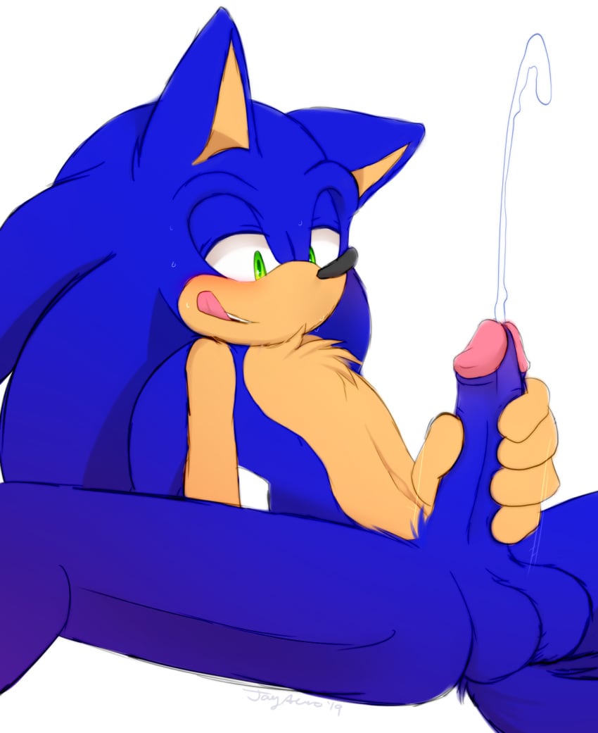 anthro balls bodily_fluids cum genital_fluids genitals hi_res jayaero male male_only masturbation nude penis simple_background solo sonic_(series) sonic_the_hedgehog sonic_the_hedgehog_(series) white_background