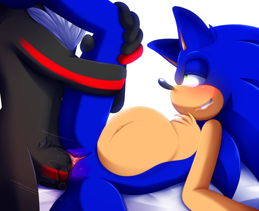 andromorph anthro blush cuntboy duo genitals hi_res intersex intersex/male jayaero leg_over_shoulder male nude penis pregnant pregnant_cuntboy pussy shadow_the_hedgehog sonic_(series) sonic_the_hedgehog sonic_the_hedgehog_(series) vaginal_penetration