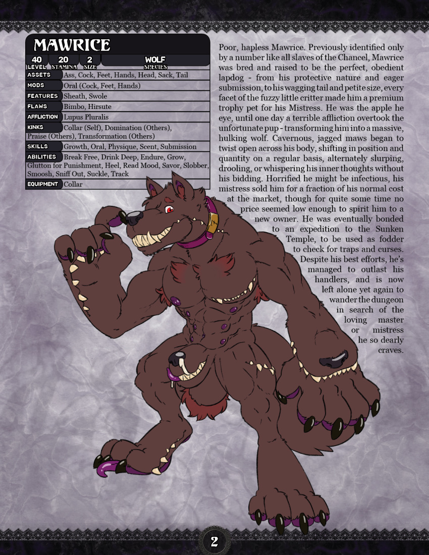 animal_genitalia bodily_fluids canid canine canis drooling fantasy fapp genitals hi_res male mammal min multi_mouth muscular rpg_(disambiguation) saliva sheath tabletop transformation were werecanid werecanine werewolf wolf