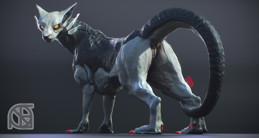 3d absurd_res alien animal_genitalia anus arkkin ass biceps blue_body blue_skin claws cloaca cosmiclife dragon drake_(disambiguation) feet female feral flat_chested genitals hi_res hybrid looking_at_viewer looking_back muscular paws pinup pose presenting presenting_anus presenting_hindquarters presenting_pussy pussy raised_tail scalie semi-anthro solo standing yellow_eyes