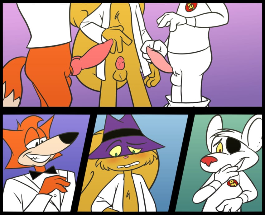 animal_genitalia animal_penis anthro balls big_penis blush canid canine canine_penis canis clothed clothing comparing comparing_penis danger_mouse danger_mouse_(series) erection eye_patch eyewear fox fur genitals grin group hanna-barbera hat headgear headwear humanoid_genitalia humanoid_penis humiliation humongous_entertainment knot ladysomnambule male male/male mammal mouse murid murine orange_balls penis penis_size_comparison penis_size_difference red_fox rodent sciurid secret_squirrel secret_squirrel_show simple_background small_penis small_penis_humiliation smile spy_fox spy_fox_(series) topwear tree_squirrel video_games white_balls white_body white_fur yellow_balls