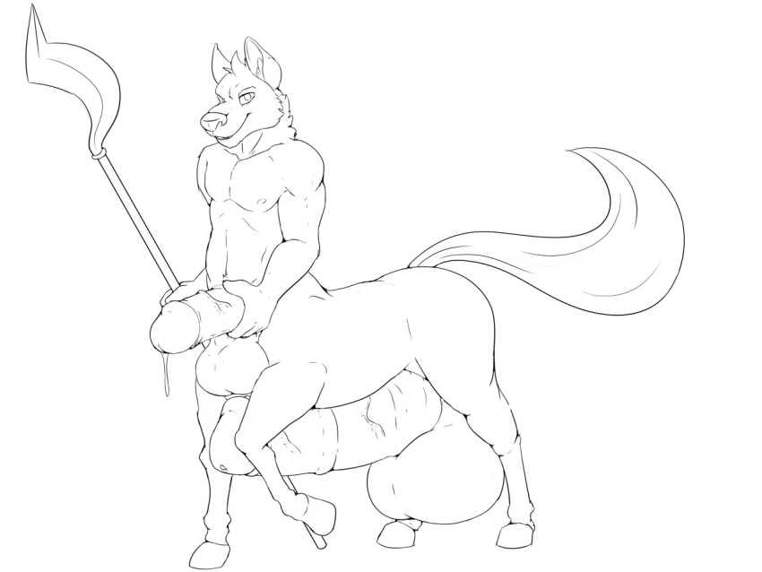 1boy animal_genitalia animal_penis balls big_balls big_penis canid canine canis diphallia diphallism equid equid_taur equine_penis erection frontal_taur_balls frontal_taur_genitals frontal_taur_penis genitals huge_cock humanoid_genitalia humanoid_penis hyper hyper_genitalia hyper_penis lugus male male_only mammal mammal_taur melee_weapon monochrome multi_balls multi_genitalia multi_penis muscular muscular_male penis polearm solo solo_male taur weapon wolf