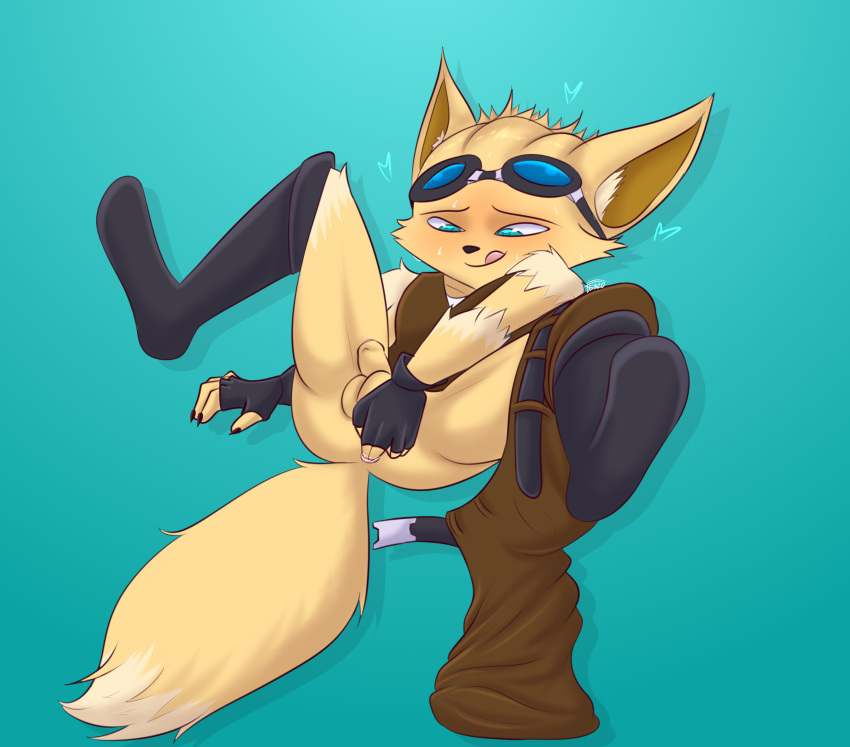 absurd_res canid canine damian5320 fennec fingering fingering_self fox furry hi_res male male_only mammal masturbation paladins pip_(paladins) solo