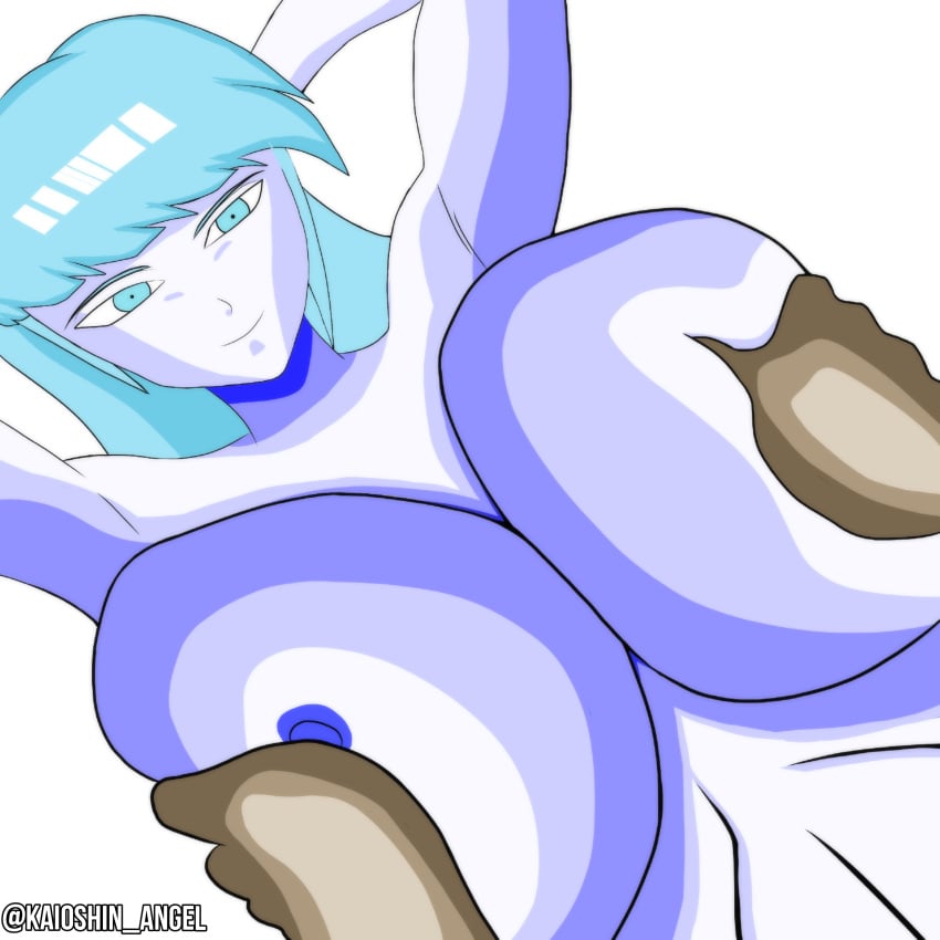 aeos agios aios aiosu blue_body blue_eyes blue_hair dragon_ball dragon_ball_heroes goddess henry kaioshin_angel ladyaeos large_breasts perfect_body pointy_ears super_dragon_ball_heroes supreme_kai_of_time time_power_unleashed_form time_power_unleashed_form_(dragon_ball)