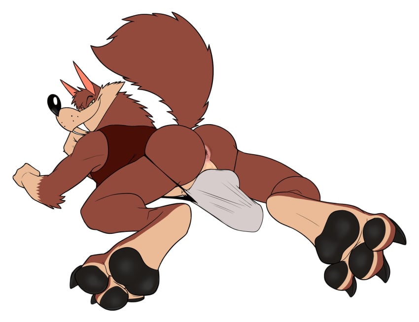 anthro anus ass balls_under_clothes biceps big_bulge bulge canid canine canis fur furry hank_howell_(piti_yindee) jockstrap male male_only mammal muscular_anthro muscular_male nderwear penis_outline penis_under_clothes seyrmo wolf