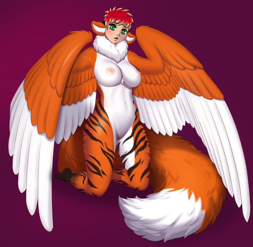 avian bird canid canine european_mythology felid female fox greek_mythology harpy hi_res hybrid kyla mammal mythological_avian mythology pantherine pipyaka solo tiger