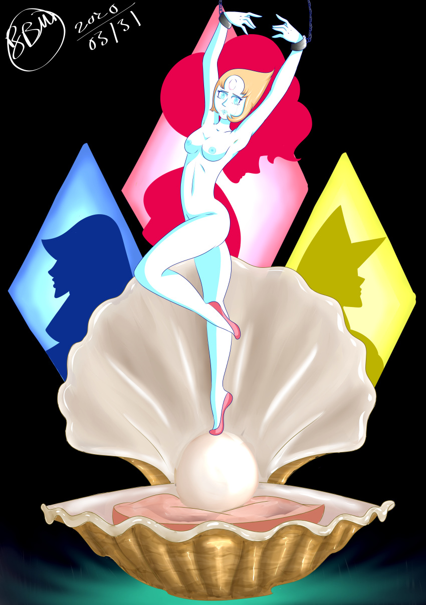 alien alien_girl ballerina ballerina_position ballerina_shoes bondage cartoon_network chains crystal_gem nipples pale pale-skinned_female pale_skin pearl pearl_(gem) pearl_(steven_universe) small_breasts steven_universe