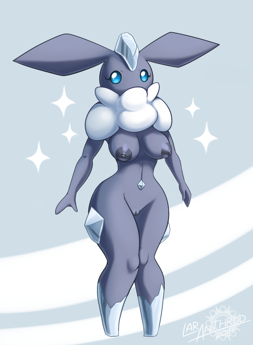 1girls 2019 anthro anthrofied big_ears blue_eyes breasts carbink dated diamond digital_media_(artwork) eyelashes fairy female gem gem_creature glistening glistening_body grey_body hi_res latiar looking_at_viewer mineral_fauna navel nintendo nipples original_character pokémon_(species) pokémorph pokemon pokemon_xy pussy standing text thick_thighs thigh_gap video_games watermark wide_hips