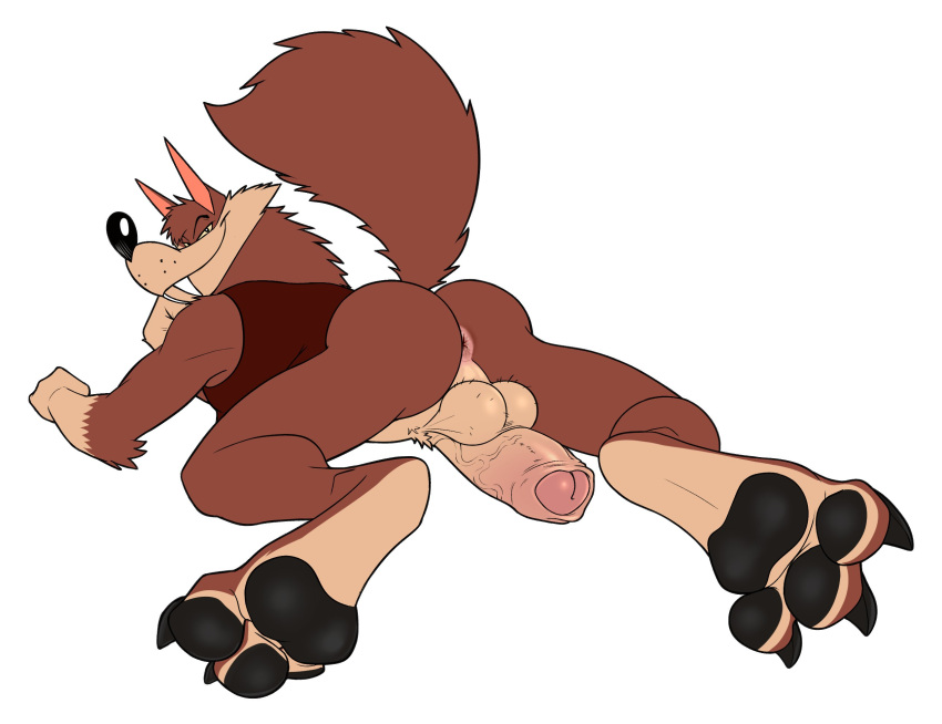 anthro anus ass balls biceps big_balls big_penis canid canine canis erection fur furry hank_howell_(piti_yindee) male male_only mammal muscular_anthro muscular_male penis seyrmo wolf