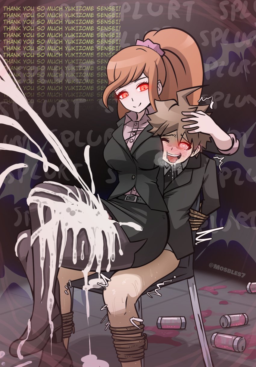 1boy 1girls ahe_gao beltskirt black_skirt bondage bound_to_chair boy_rape chair chair_bondage cum cum_on_body cum_on_leg cum_on_thigh cum_on_thighs cum_while_forced cum_while_restrained danganronpa danganronpa_3 english_text excessive_cum female female_on_top female_rapist femdom forced_orgasm glowing_eyes hand_on_head light-skinned_female light-skinned_male light_skin male male_rape_victim malesub mind_break mind_control mosbles multiple_orgasms naegi_makoto nylons pantyhose pencil_skirt rape red_eyes restrained reverse_rape rope sex_in_skirt sitting sitting_on_lap sitting_on_person size_difference skirt straight straight_hair text thigh_sex tight_skirt trembling yukizome_chisa