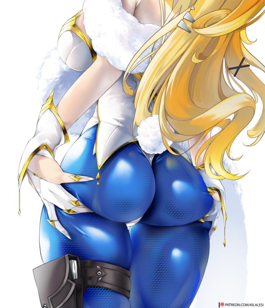 1girls artoria_pendragon artoria_pendragon_(lancer) artoria_pendragon_(swimsuit_ruler) ass ass_support big_ass breasts bunny_ears fate/grand_order fate_(series) female female_only kilalesi large_breasts solo thick_thighs thigh_gap