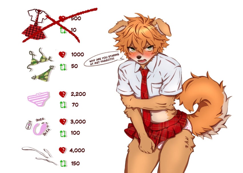2026 accessory alexander_sterling angry anthro arm_tuft aviator_glasses beige_fur beige_tail bikini black_nose blush bodily_fluids bottomwear bottomwear_pull canid canine canis clock clothing clothing_pull countershade_face countershade_tail countershading crop_top cum cumshot dialogue digital_drawing_(artwork) digital_media_(artwork) domestic_dog ejaculation elbow_tuft embarrassed english_text eyelashes eyewear floppy_ears fluffy_ears fluffy_tail forceps fur genital_fluids glasses green_bottomwear green_clothing green_eyes hair homophobic_slur insult insulting_viewer interaction_drive loserartgirl male mammal medical_instrument messy_hair miniskirt multicolored_body multicolored_fur necktie open_mouth orange_body orange_fur orange_hair panties pants pattern_bikini pattern_bottomwear pattern_clothing pattern_panties pattern_pants pattern_swimwear pattern_underwear pink_clothing pink_panties pink_underwear plaid_necktie plaid_skirt portrait red_and_white_clothing red_bottomwear red_clothing red_necktie red_skirt school_uniform scientific_instrument sex_toy shirt shirt_pocket short_sleeved_shirt simple_background skirt skirt_pull solo speech_bubble strip_game striped_bottomwear striped_clothing striped_panties striped_underwear stripes surgical_instrument swimwear tail text three-quarter_portrait topwear tuft two-piece_swimsuit two_tone_body two_tone_fur two_tone_tail underwear uniform vibrator watch white_background white_body white_clothing white_countershading white_crop_top white_fur white_shirt white_topwear