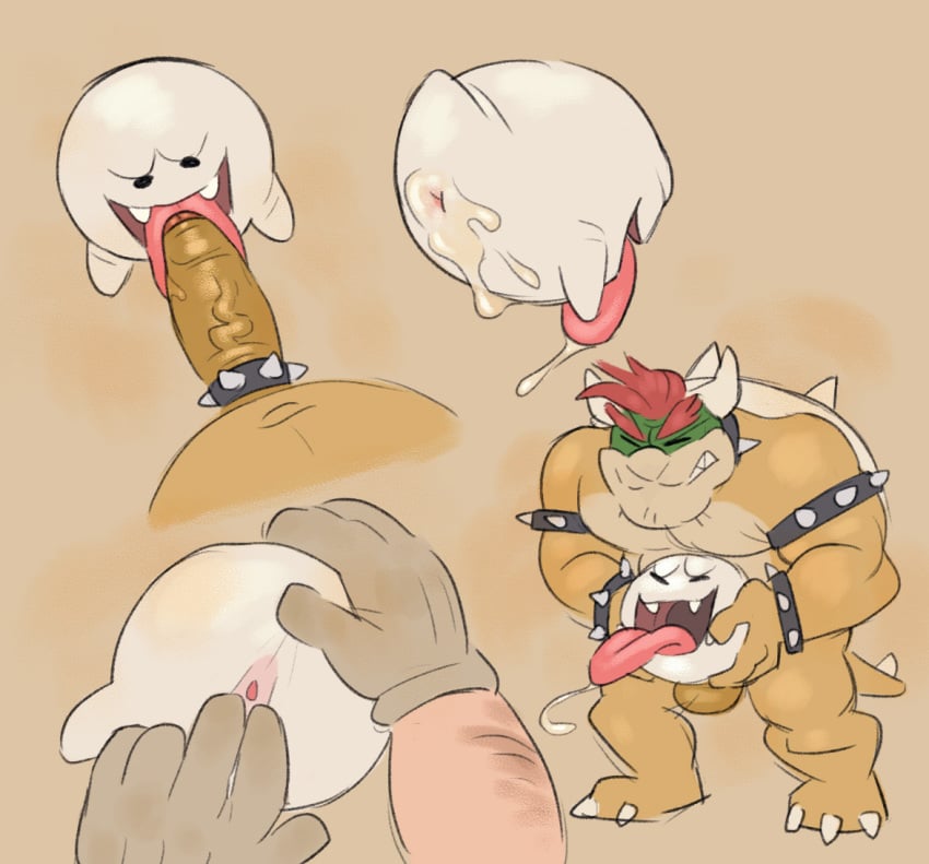 accessory ambiguous_gender anal anal_sex anthro anus ass balls bodily_fluids boner boo_(mario) bowser bunbunny_(artist) cock_ring cum cum_in_ass cum_inside drooling duo erection furry genital_fluids genitals ghost humanoid_genitalia humanoid_penis jewelry koopa larger_male licking long_tongue looking_pleasured male male/ambiguous male_only mario_(series) nintendo nude oral penetration penis penis_accessory penis_jewelry penis_lick penis_on_tongue saliva scalie simple_background size_difference smaller_ambiguous smallsrabbit spiked_cock_ring spikes spirit spread_anus spreading tan_background tongue tongue_out video_games white_body yellow_body