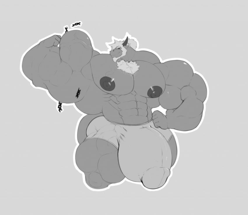 anthro balls beard big_balls big_bulge big_muscles big_penis boxers_(clothing) bulge chains chest_tuft clothing dragon erection facial_hair flexing genitals horn huge_balls huge_bulge huge_cock huge_muscles hyper hyper_balls hyper_bulge hyper_genitalia hyper_muscles hyper_penis male male_only monochrome muscular nipples penis sachiel_666 smile solo tuft underwear veiny_muscles