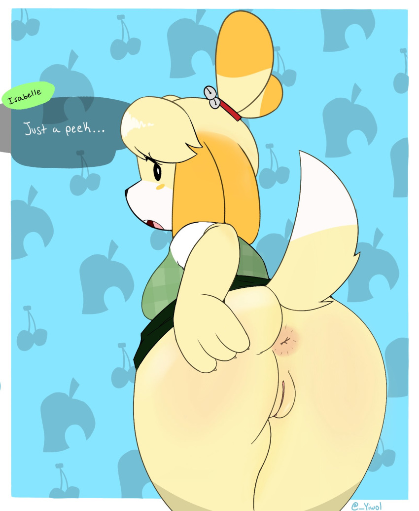 1girls 2020 2020s 20s 4_fingers animal_crossing animal_crossing_new_leaf animal_ears anthro anthro_only anthrofied anus ass ass_grab big_ass big_butt black_nose bottom_heavy bottomless bubble_ass bubble_butt butt canid canine canis claws clothed clothing dat_ass digital_drawing_(artwork) digital_media_(artwork) domestic_dog english_text eyebrows eyebrows_visible_through_hair eyelashes fat_ass fat_butt female female_focus female_only fur furry furry_only genitals going_commando hi_res highres huge_ass huge_butt humanoid_hands humanoid_pussy isabelle_(animal_crossing) looking_back mammal multicolored_fur multicolored_tail nintendo no_panties no_underwear open_mouth plump_ass presenting presenting_anus presenting_ass presenting_butt presenting_genitalia presenting_hindquarters presenting_pussy presenting_vagina pussy rear_view round_ass round_butt shih_tzu solo solo_female solo_focus spread_ass spread_butt spreading spreading_ass tail text thick thick_ass thick_thighs toy_dog twitter vagina video_games white_fur wide_hips yellow_fur yiwol