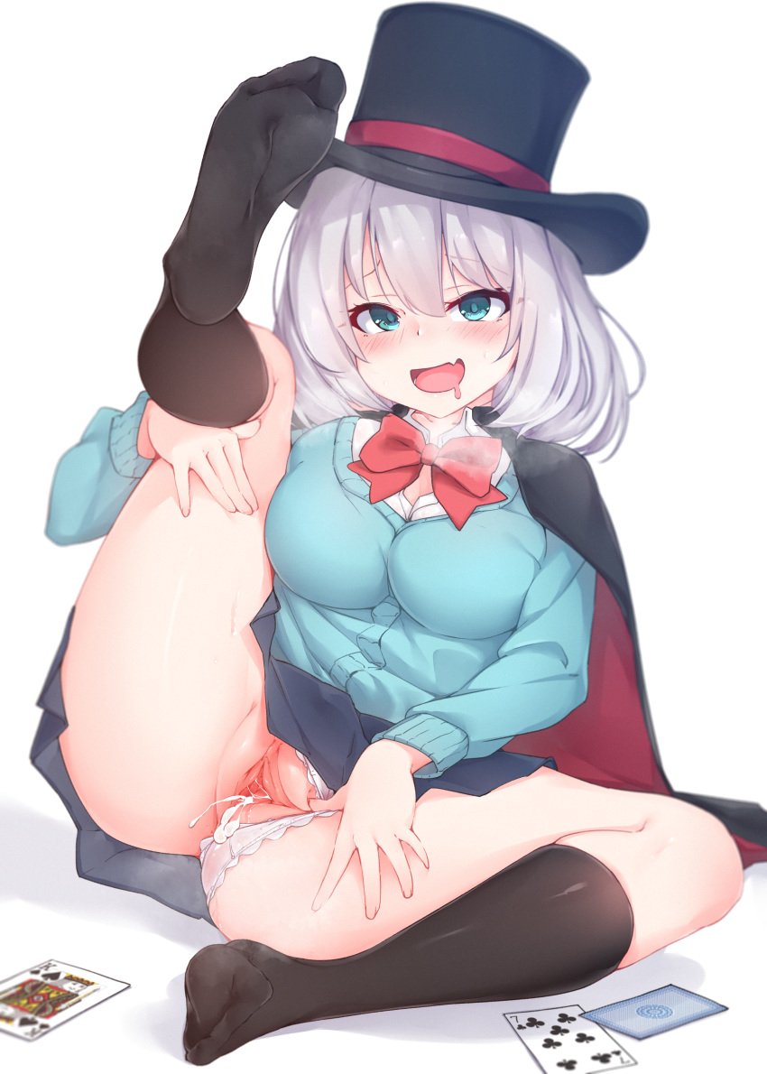 cum donedone feet pantsu pussy pussy_juice seifuku skirt_lift sweater tejina_senpai tejina_senpai_(character) uncensored