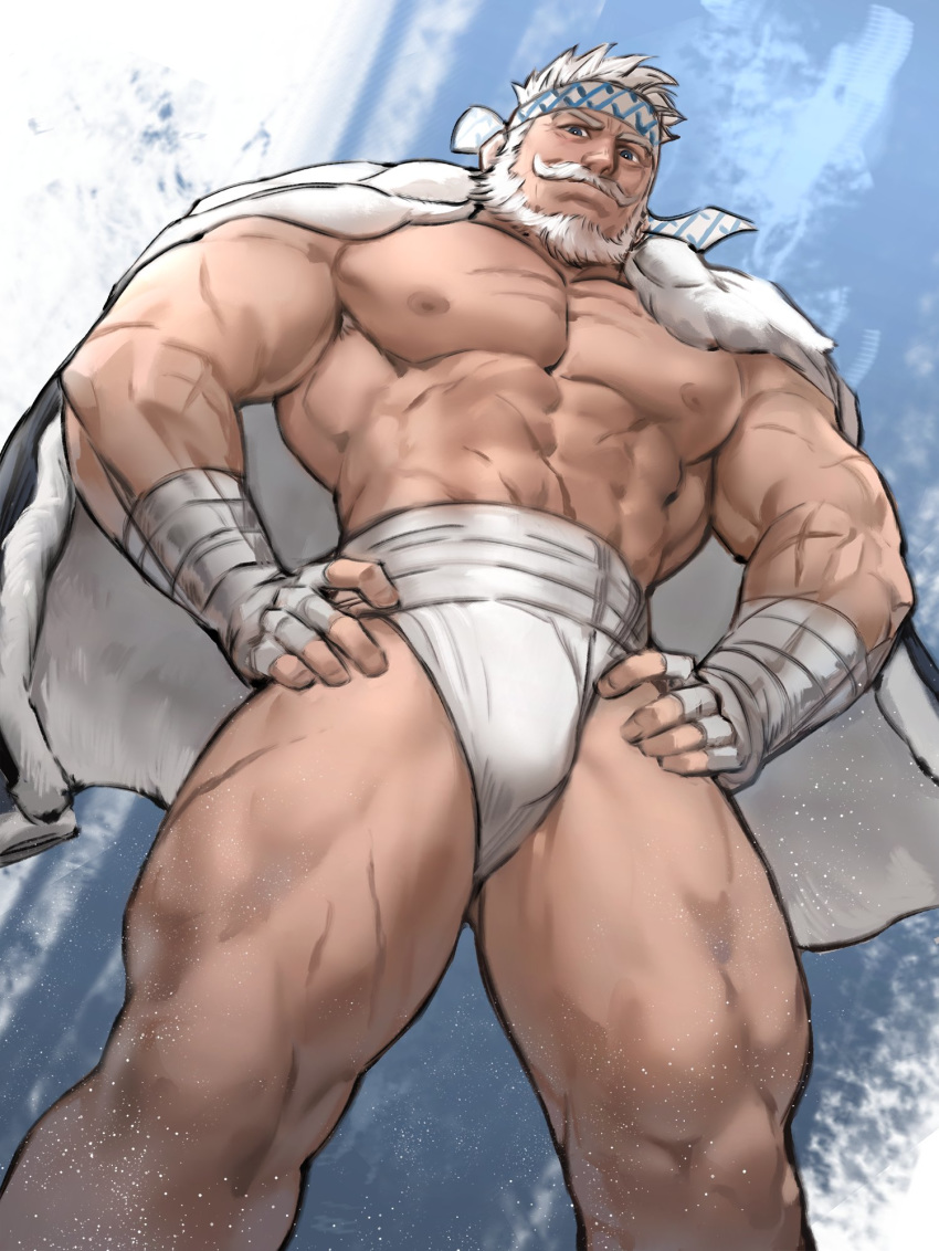 bara beard dopq granblue_fantasy hands_on_hips looking_down male_only muscular old_man soriz tagme yy6242