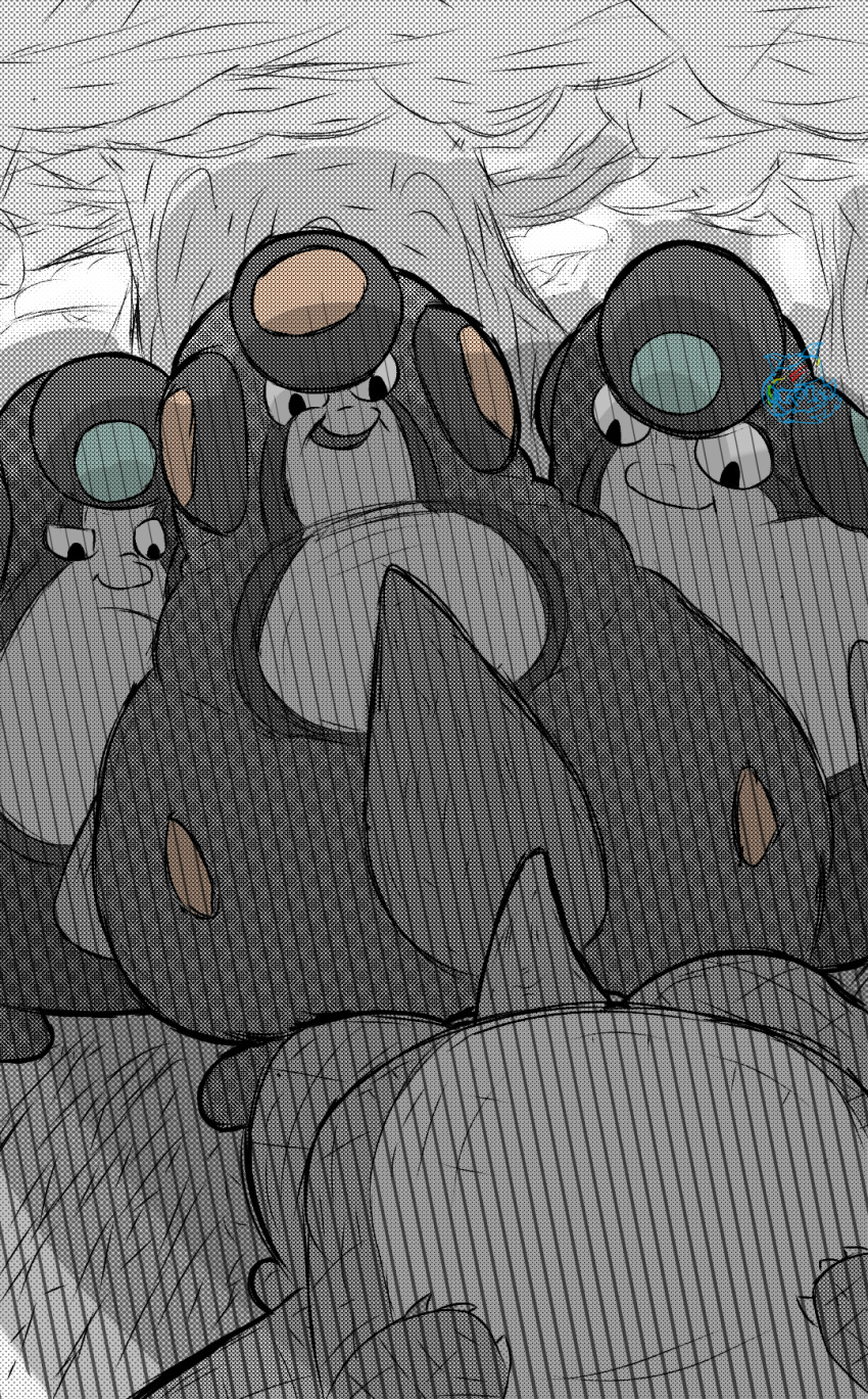 2020 2boys alternate_color ambiguous_gender blueblu chubby forest group hi_res looking_at_another looking_at_partner male male/male nintendo obese overweight palpitoad partially_colored penis pokémon_(species) pokemon pokemon_bw sandshrew shiny_pokemon simple_background size_difference sketch standing tree video_games