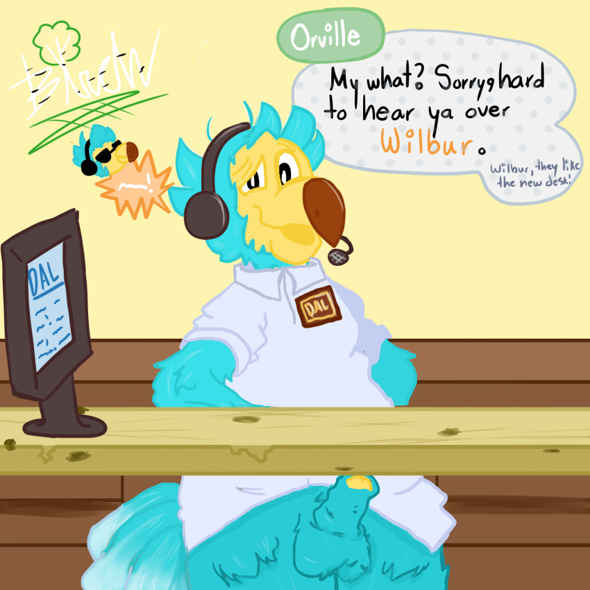 1:1 2020 animal_crossing anthro avian birch_(artist) bird clothed clothing columbid computer dialogue digital_media_(artwork) dodo english_text genitals headgear headphones headset hi_res looking_at_viewer male male_only nintendo oblivious orville_(animal_crossing) overweight partially_clothed penis simple_background solo solo_male speech_bubble text thick_thighs video_games watermark wide_hips wilbur_(animal_crossing)