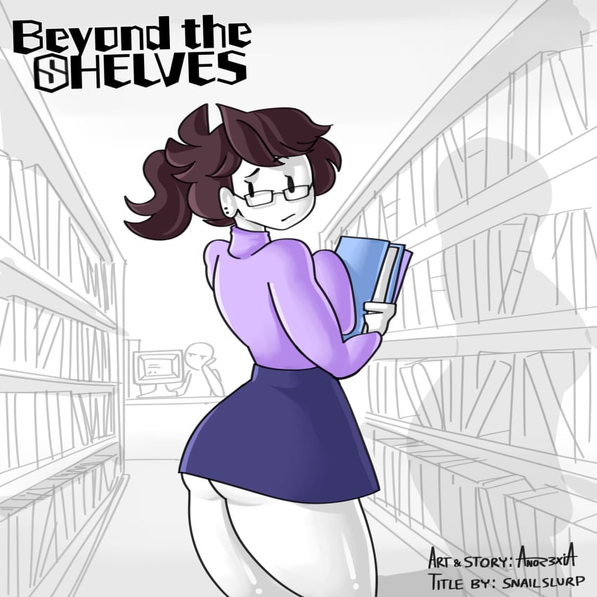 anor3xia ass_focus big_ass big_butt bimbo book bottomless brown_hair bubble_ass bubble_butt busty butt_focus comic female front_cover glasses huge_ass huge_breasts jaiden jaiden_animations miniskirt mob_face no_panties skirt solo thick_ass thick_thighs thighs wide_hips youtube youtuber