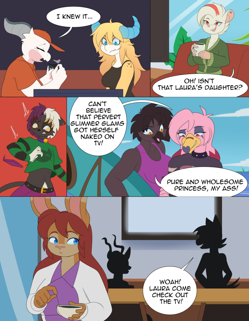 apinkgrape clothed comic kobold multiple_girls neko-eclipse17 reaction tagme tazri_(neko-eclipse17) tv