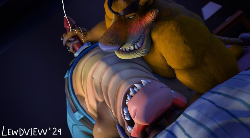 3d_(artwork) 4_fingers absurd_res activision anthro arched_back bed bed_sheet bedding belly belly_up belt biceps big_belly blush bodily_fluids bottomwear canid canine canis claws clenched_teeth closed_eyes clothed clothing crash_(series) crocodile crocodilian crocodylid cuddlejerk cuddling cum cumshot dasyuromorph desk digital_media_(artwork) dingo dingodile duo dutch_angle ejaculation eyebrows feet fingers front_view furniture genital_fluids genitals grabbing_sheets handjob happy happy_sex hi_res hug jerked_silly jerking lamp lewdview loincloth looking_at_another looking_at_partner looking_pleasured love_handles lying male male/male male_only mammal marsupial moan moobs motion_lines muscular muscular/overweight muscular_anthro muscular_male narrowed_eyes on_back on_bed on_side open_bottomwear open_clothing open_mouth open_pants orgasm overweight overweight_anthro overweight_male pants pecs penetration penile penis penis_poking_out penis_through_fly pillow pivoted_ears raised_eyebrows raised_hand raised_head raised_leg recently_extinct_species reptile romantic romantic_ambiance romantic_couple romantic_sex scales scalie sex side_hug slightly_chubby source_filmmaker_(artwork) table teeth thylacine tiny_tiger toes tongue tongue_out topless topless_anthro topless_male