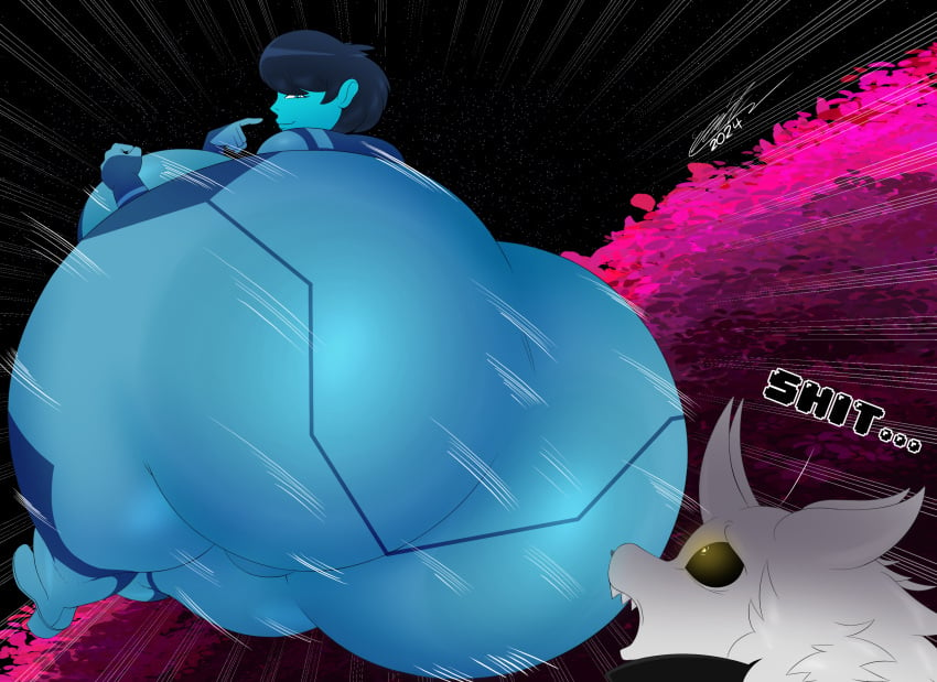 ass ass_bigger_than_head big_breasts big_butt blue_body blue_clothing blue_eyes blue_hair blue_nipples blue_skin blue_skinned_female butt_slam clothed clothing cosplay deltarune dumptruck_ass huge_ass huge_breasts human hyper_ass hyper_breasts itisjoidok joid_(itisjoidok) kris_(deltarune) kris_female_(deltarune) metroid nintendo undertale_(series) zero_suit zero_suit_samus_(cosplay)