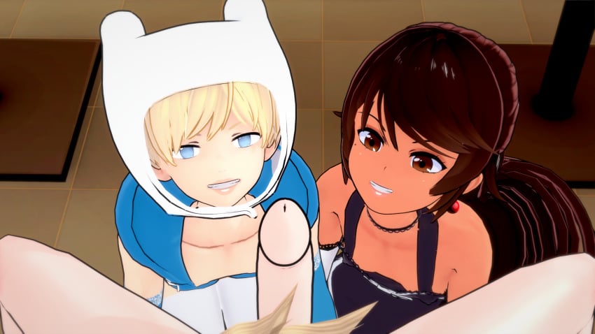 adventure_time blowjob bunny_costume caucasian cock collaborative_fellatio femboy finn_the_human imminent_deepthroat imminent_oral koikatsu latino maid male marco_diaz oral princess_marco smile soiacalmanienti star_vs_the_forces_of_evil