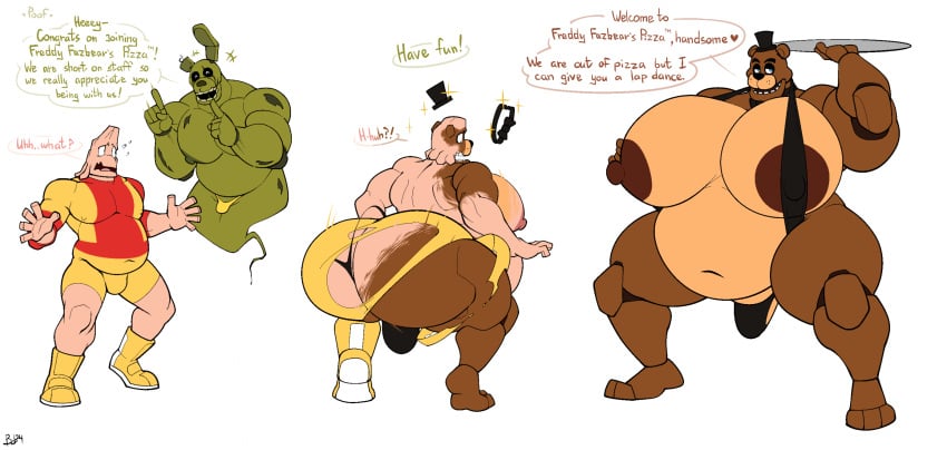 2024 3boys animatronic bara bara_tiddies bara_tits bear belly big_nipples bobthetanuki bunny chubby chubby_anthro chubby_male extrasizedbob five_nights_at_freddy's freddy_(fnaf) gay humanoid koji_koda male male_breasts male_only man_boobs man_breasts man_tits manboobs mankini muscular muscular_male my_hero_academia nipples overweight overweight_male scottgames sling_bikini springtrap springtrap_(fnaf) text transformation waiter yaoi