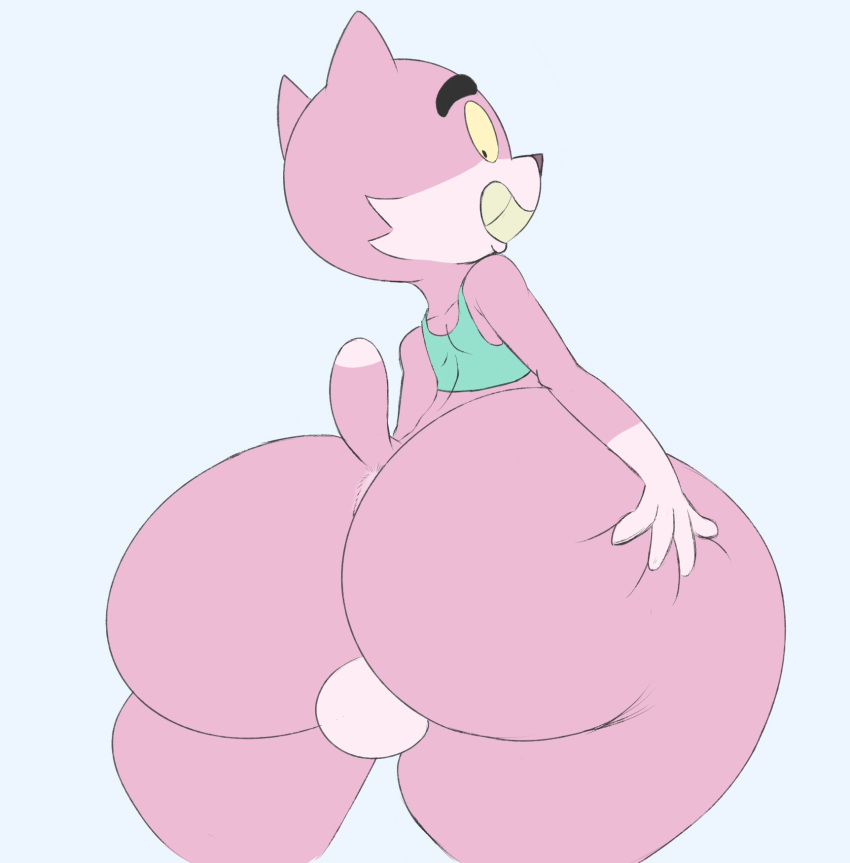 1boy ass_grab big_ass big_balls bottomless cat_ears catboy feline femboy hand_on_ass looking_back male male_only neom-daddy pink_fur roz smile solo tagme tail thick_thighs wide_hips