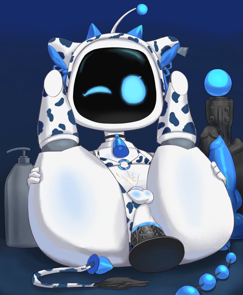 1boy anal_beads ass astro_bot astro_bot_(series) balls big_ass bikini bubble_butt cow_print cum cum_on_self dildo dildo_in_ass fat_ass femboy goldcrustedchicken huge_ass large_ass legs_up legwear male male_only penis png robot sex_toy sex_toy_in_ass sex_toy_insertion shortstack shortstack_femboy small_penis solo tail_plug thick_ass thick_thighs wide_hips