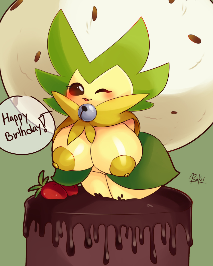 1girls 4:5 absurd_res anthro anthrofied areolae big_breasts breasts cake eldegoss female flora_fauna food food_fetish food_play hi_res looking_at_viewer nic-m-lyc nintendo nipples nude original_character plant pokémon_(species) pokemon pokemon_ss simple_background solo source_request text thick_thighs video_games