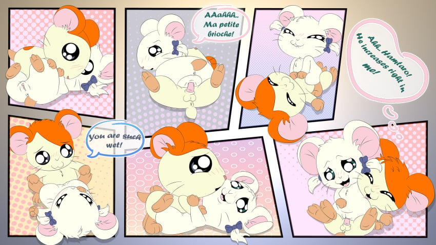 anus balls bijou bijou_(hamtaro) blush comic cricetid dialogue duo english_text female female_penetrated feral feral_on_feral feral_penetrated feral_penetrating feral_penetrating_feral genitals hamster hamtaro hamtaro_(series) hi_res male male_penetrating male_penetrating_female mammal onstatobol penetration penis pussy rodent sex speech_bubble straight text vaginal_penetration