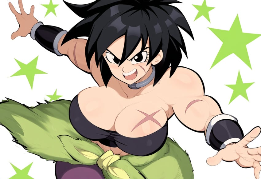 1girl 1girls 2024 2d 2d_(artwork) ai_generated alien alien_girl anime big_breasts black_eyes black_hair black_hair_female breedable broly broly_(dragon_ball_super) cleavage dragon_ball dragon_ball_super female female_broly female_only genderswap_(mtf) large_breasts looking_at_viewer mullon muscles muscular muscular_female purple_pants rule_63 saiyan scar_on_chest short_black_hair smile smiling_at_viewer solo solo_female stars