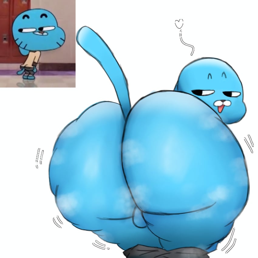 1boy :3 backsack balls bent_over blue_fur child cute feline femboy furry gumball_watterson huge_ass hyper hyper_ass lolbear_9 male male_only musk musky nude nude_male shortstack shortstack_femboy the_amazing_world_of_gumball twerking young younger_male