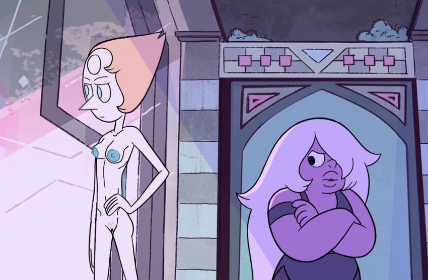 2024 2girls accurate_art_style amethyst_(steven_universe) cartoon_network casual female gem_(species) nude_filter pale_skin pearl_(steven_universe) screenshot self_upload steven_universe su_edits