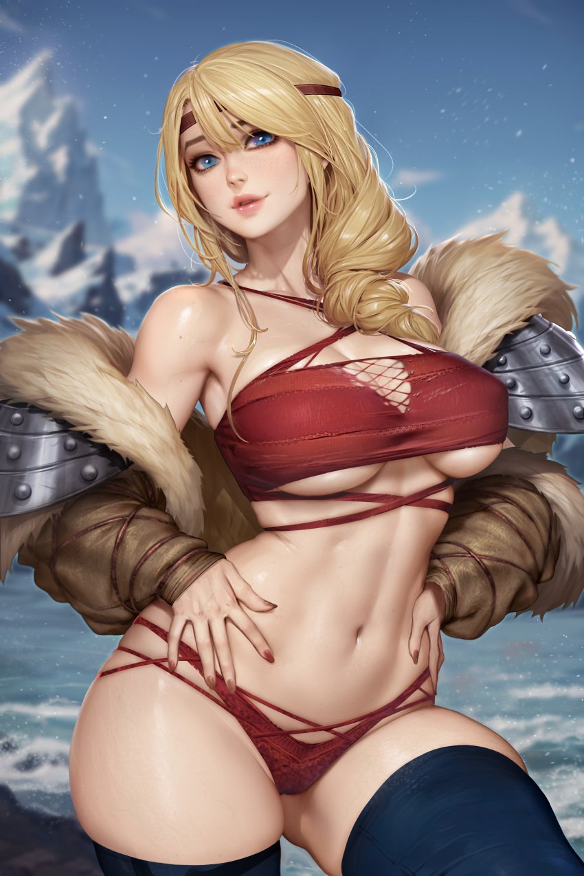 1girls absurd_res absurdres astrid_hofferson athletic athletic_female bangs bare_shoulders big_breasts blonde blonde_female blonde_hair blonde_hair_female blue_eyes blue_thighhighs boobs bra breast breasts brown_clothing brown_coat busty cleavage clothing coat curvaceous curvaceous_body curves curvy curvy_body curvy_female curvy_figure dreamworks exposed_breast exposed_breasts female female_focus female_only fingernails fit fit_female fur_coat hand_on_hip hand_on_own_hip hands_on_hips hands_on_own_hips high_resolution highres hips hourglass_figure how_to_train_your_dragon huge_breasts inner_sideboob large_breasts light-skinned_female light_skin lingerie long_hair looking_at_viewer nail_polish navel neoartcore nudtawut_thongmai outdoors outside panties parted_lips partially_clothed partially_clothed_female red_bra red_clothes red_clothing red_lingerie red_nail_polish red_nails red_panties red_underwear seductive seductive_eyes seductive_gaze seductive_look seductive_mouth seductive_pose seductive_smile shoulder_armor sideboob slim_girl slim_waist smile smile_at_viewer solo solo_female solo_focus standing stomach thick_thighs thighhighs thighs toned toned_body toned_female toned_stomach underboob underwear viking viking_female voluptuous voluptuous_female wide_hips woman