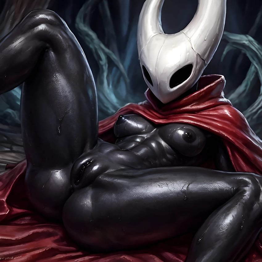 1:1 1girls 2d ai_generated anthro anthro_female anthro_only arthropod arthropod_girl ass big_ass black_body black_nipples black_pussy black_skin black_vagina bug bug_girl cloak cloak_only dark_skin female female_anthro female_focus female_only forest hollow_knight horn hornet_(hollow_knight) horns krostyx noseless nude nude_anthro nude_female partially_clothed red_cloak shiny_skin small_breasts solo solo_anthro solo_female solo_focus sweat sweatdrop vagina vagina_focus