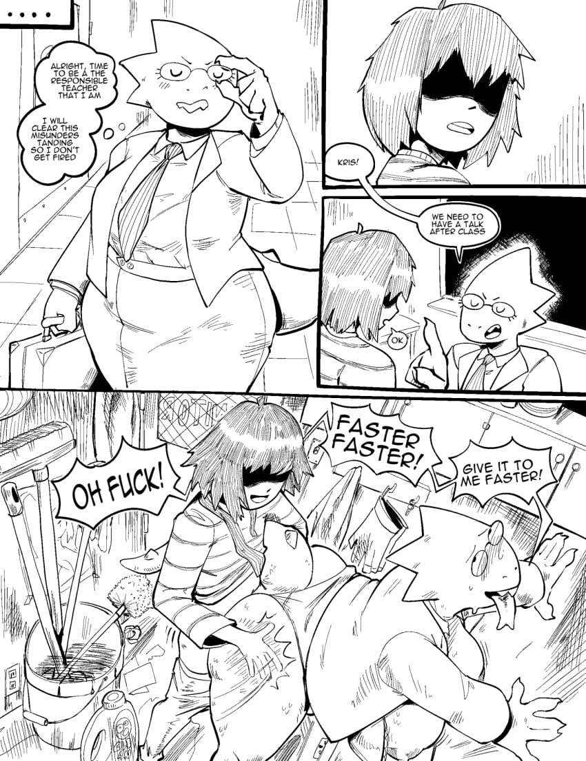 2024 alphys anthro anthro_penetrated areola big_areola big_breasts big_nipples blush box_chan breasts clothed clothing comic deltarune dialogue duo english_text female female_penetrated hair hi_res huge_areola huge_breasts huge_nipples human human_on_anthro human_penetrating human_penetrating_anthro interspecies kris_(deltarune) looking_pleasured male male/female male_penetrating male_penetrating_female mammal monochrome nipples open_mouth open_smile panties penetration penile penile_penetration profanity reptile scalie sex smile student teacher teacher_and_student text tongue tongue_out undertale undertale_(series) underwear